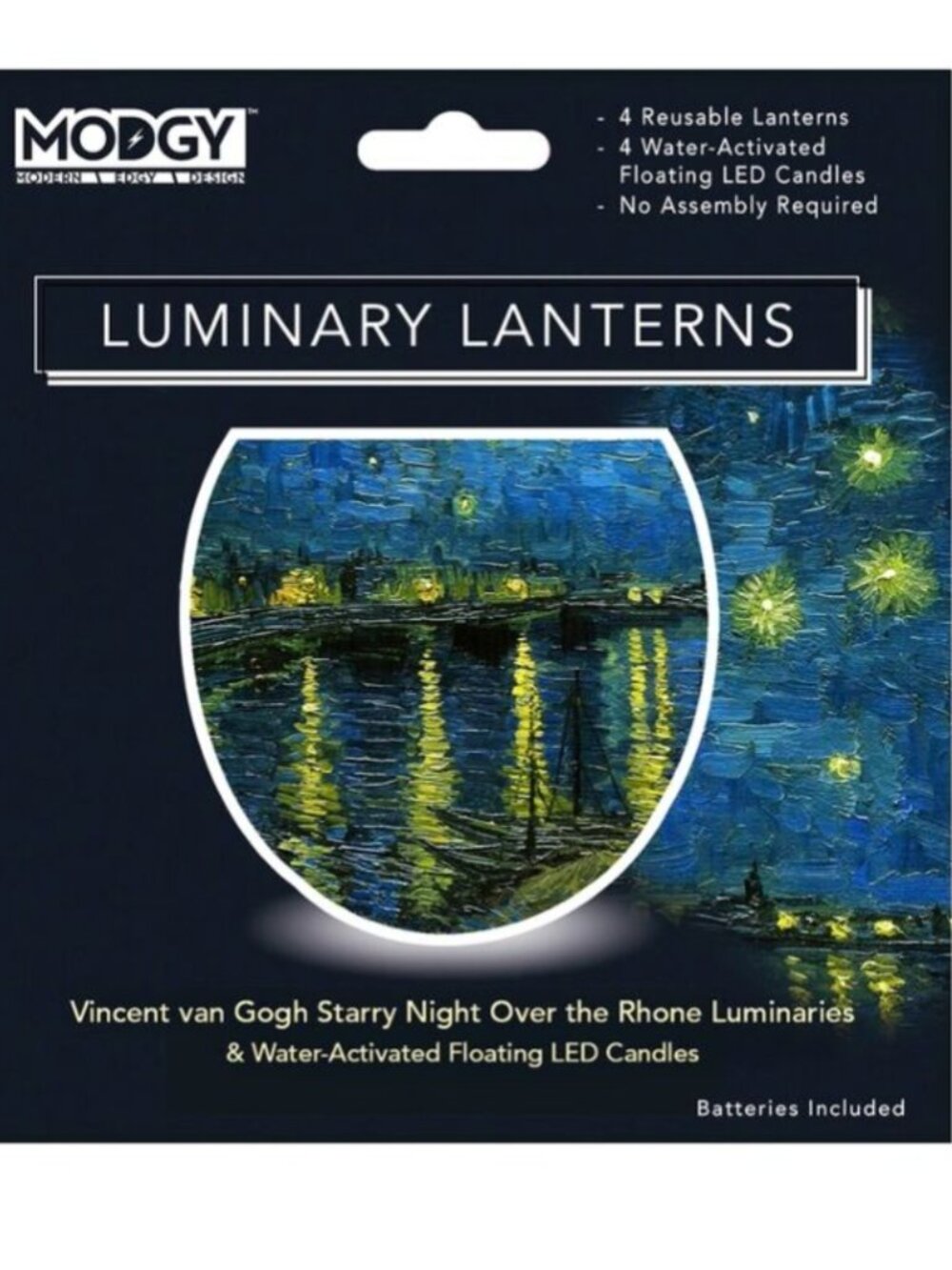 VINCENT VAN GOUGH STARRY NIGHT OVER the RHONE LUMINARIES- 4 PER PACK-NIB
